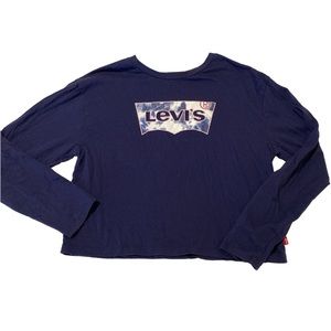 Levi’s long sleeve navy blue shirt. Girls size large.